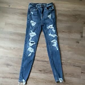 Distressed Skinny Blue Jeans for Women